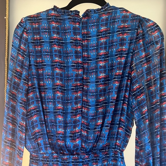 Aqua x Pendleton Womens Size M Smocked Waist V-Neck Mini Dress - Picture 8 of 9